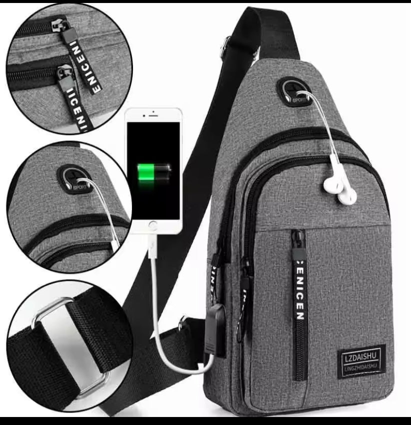 Sac pour hommes couleur unie sac de poitrine pour hommes en plein air décontracté à la mode petit cartable toile sac à main fermeture éclair messager sacs de mode