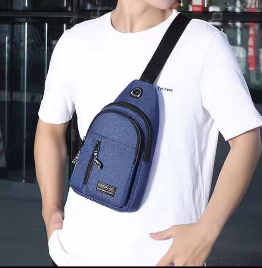 Sac pour hommes couleur unie sac de poitrine pour hommes en plein air décontracté à la mode petit cartable toile sac à main fermeture éclair messager sacs de mode