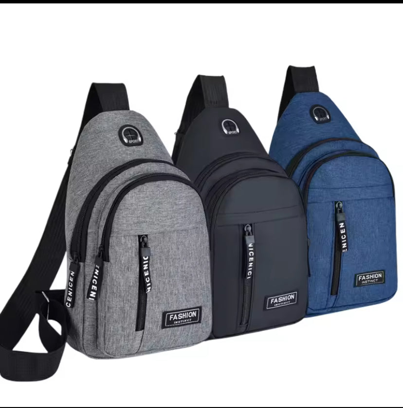 Sac pour hommes couleur unie sac de poitrine pour hommes en plein air décontracté à la mode petit cartable toile sac à main fermeture éclair messager sacs de mode