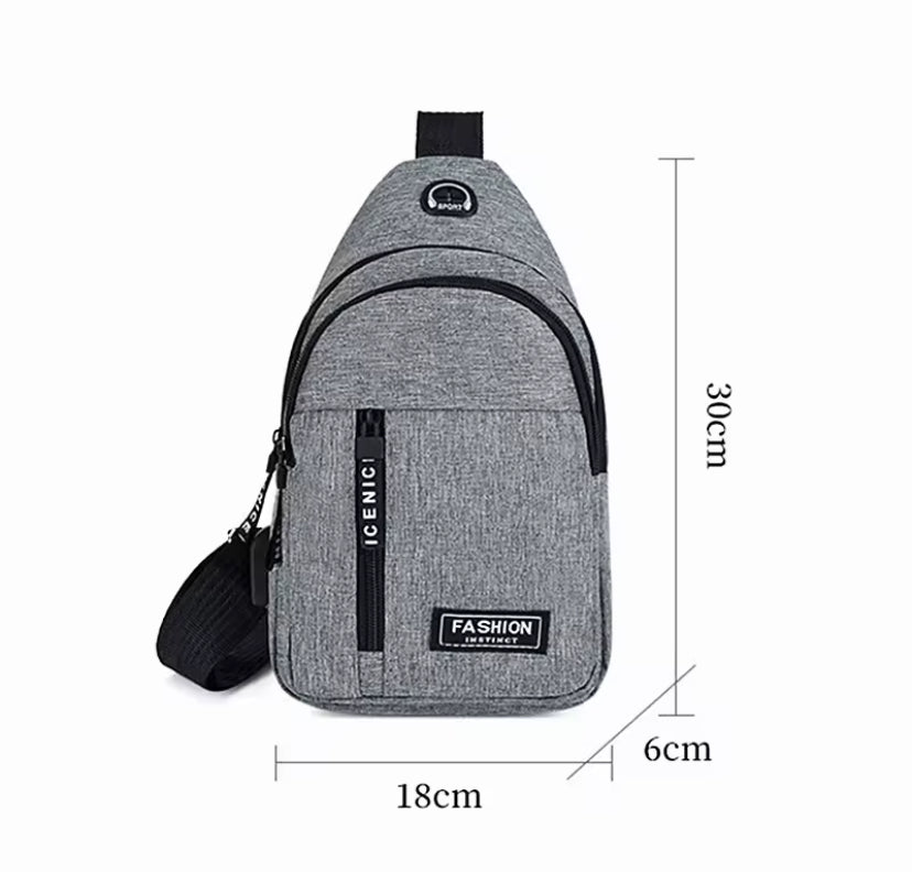 Sac pour hommes couleur unie sac de poitrine pour hommes en plein air décontracté à la mode petit cartable toile sac à main fermeture éclair messager sacs de mode