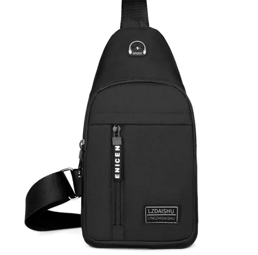 Sac pour hommes couleur unie sac de poitrine pour hommes en plein air décontracté à la mode petit cartable toile sac à main fermeture éclair messager sacs de mode