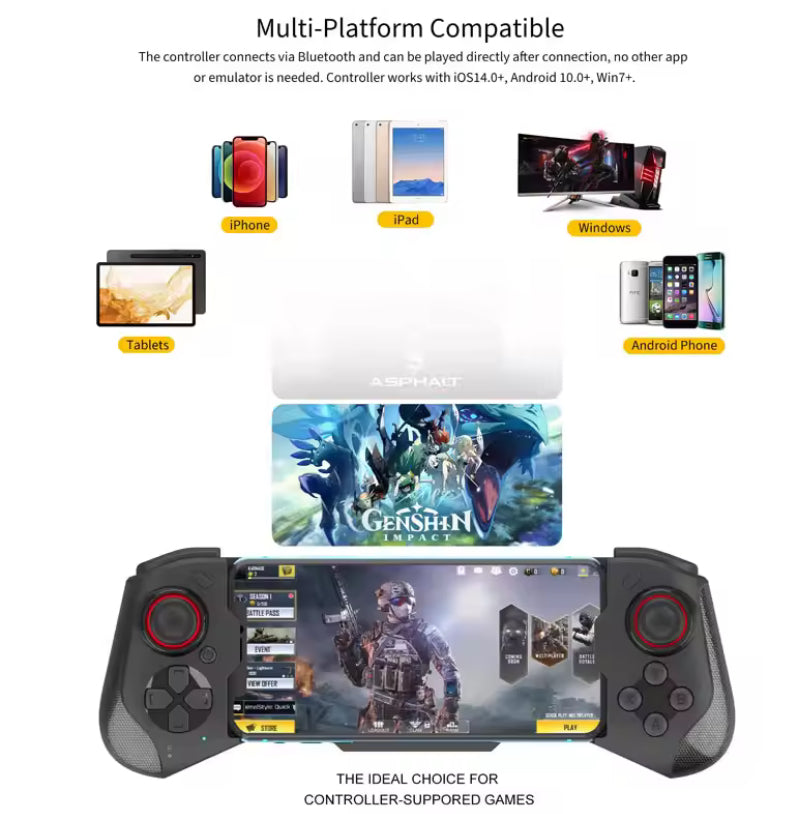 ontrôleur de téléphone portable pour iPhone/Android/Steam manette de jeu sans fil Bluetooth contrôle de jeu poignée de jeu extensible Joystick pour